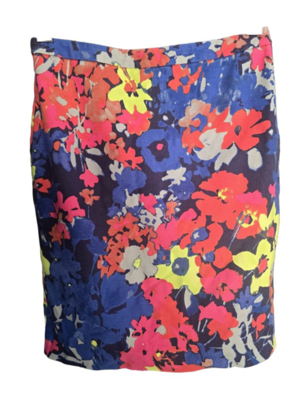 Women's LOFT Petite Floral Pencil Skirt 4P Blue Pink